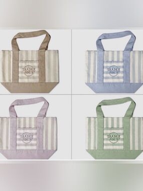 NEW Trader Joe’s NWT mini set of 4 striped canvas tote bags